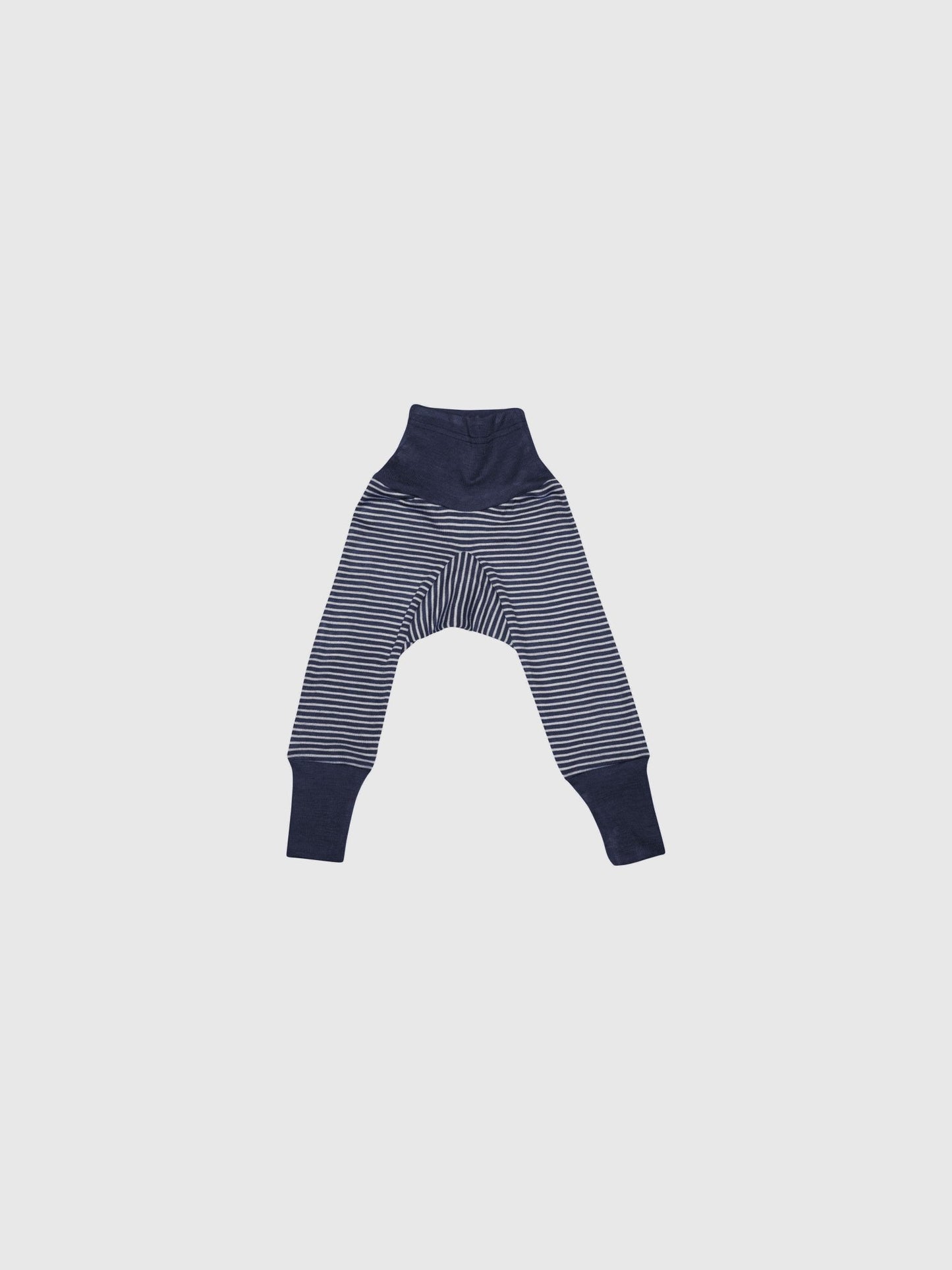 organic merino wool and silk pants in navy/natural stripe - baby/toddler - Lila New York LLC