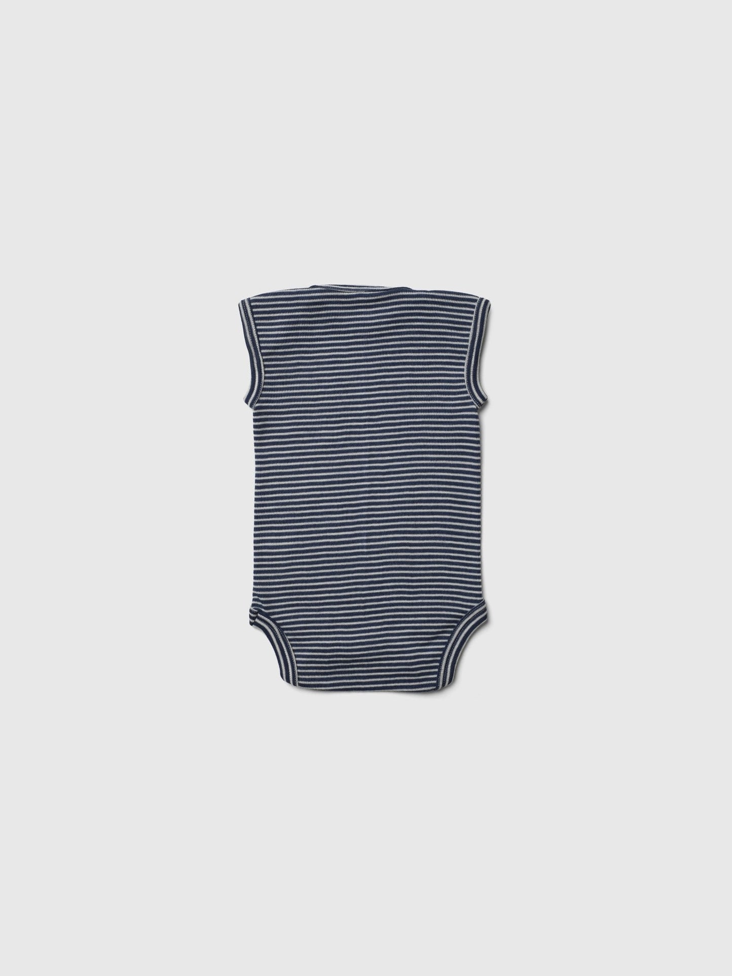 organic merino sleeveless onesie - navy/natural stripe - LILA.US