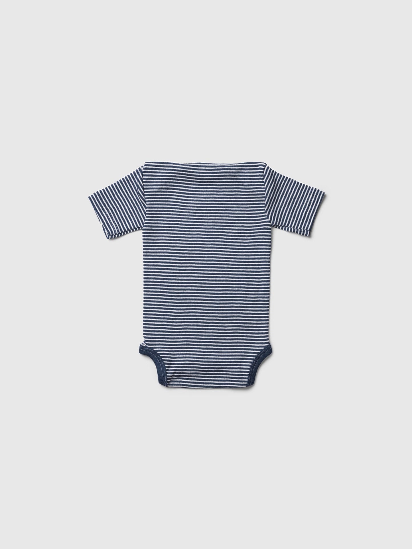 organic merino wool and silk short-sleeved onesie - navy/natural stripe - LILA.US