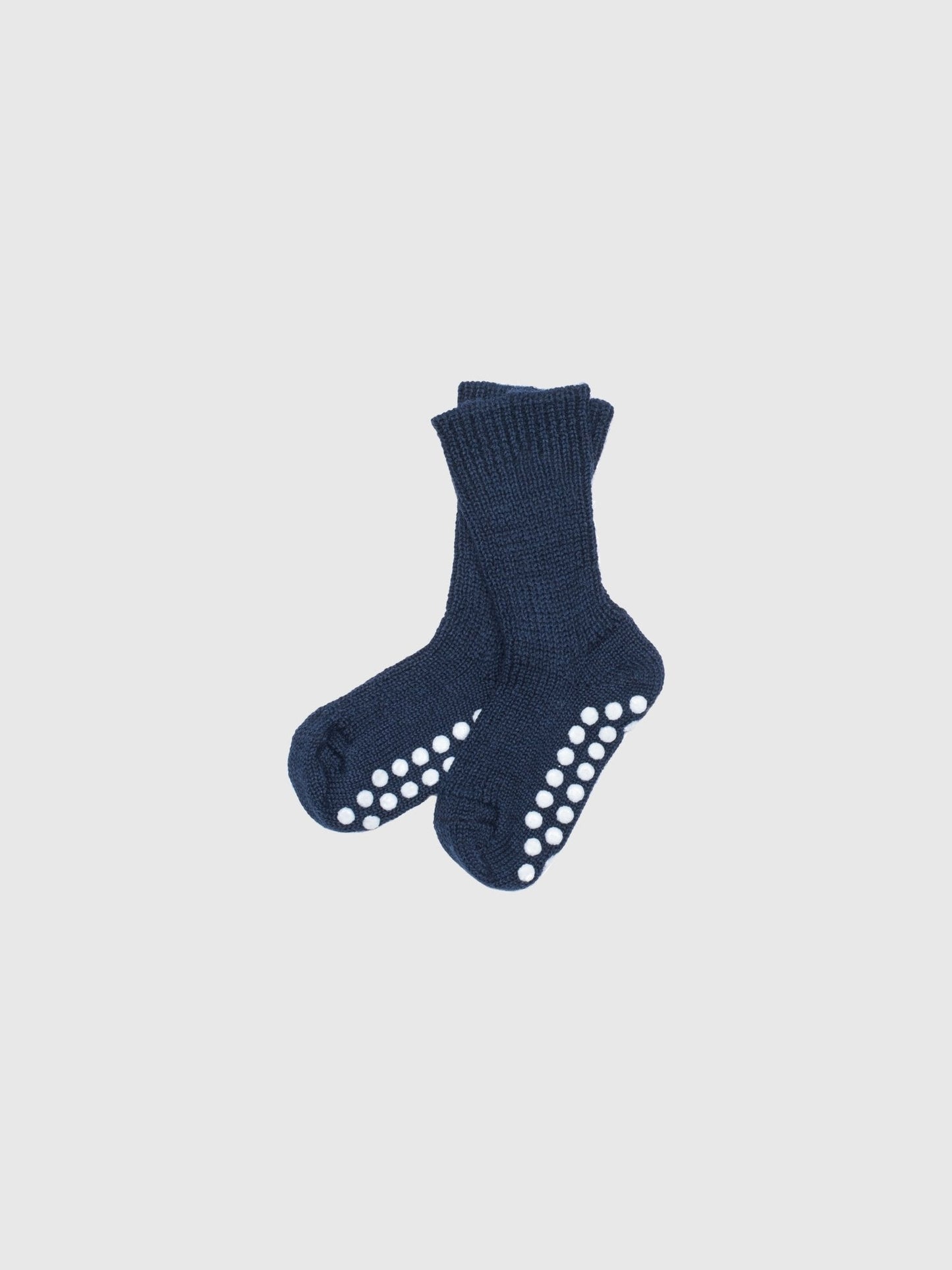 organic merino wool slipper socks with grips - red and navy - LILA.US