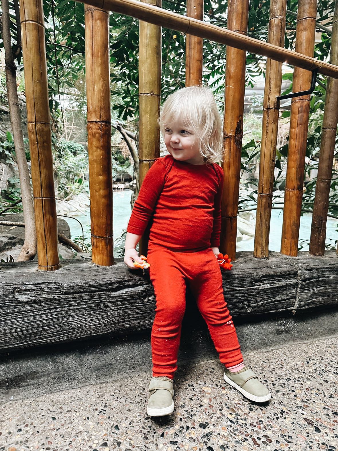 organic merino wool and silk kids shirt - red - Lila New York LLC