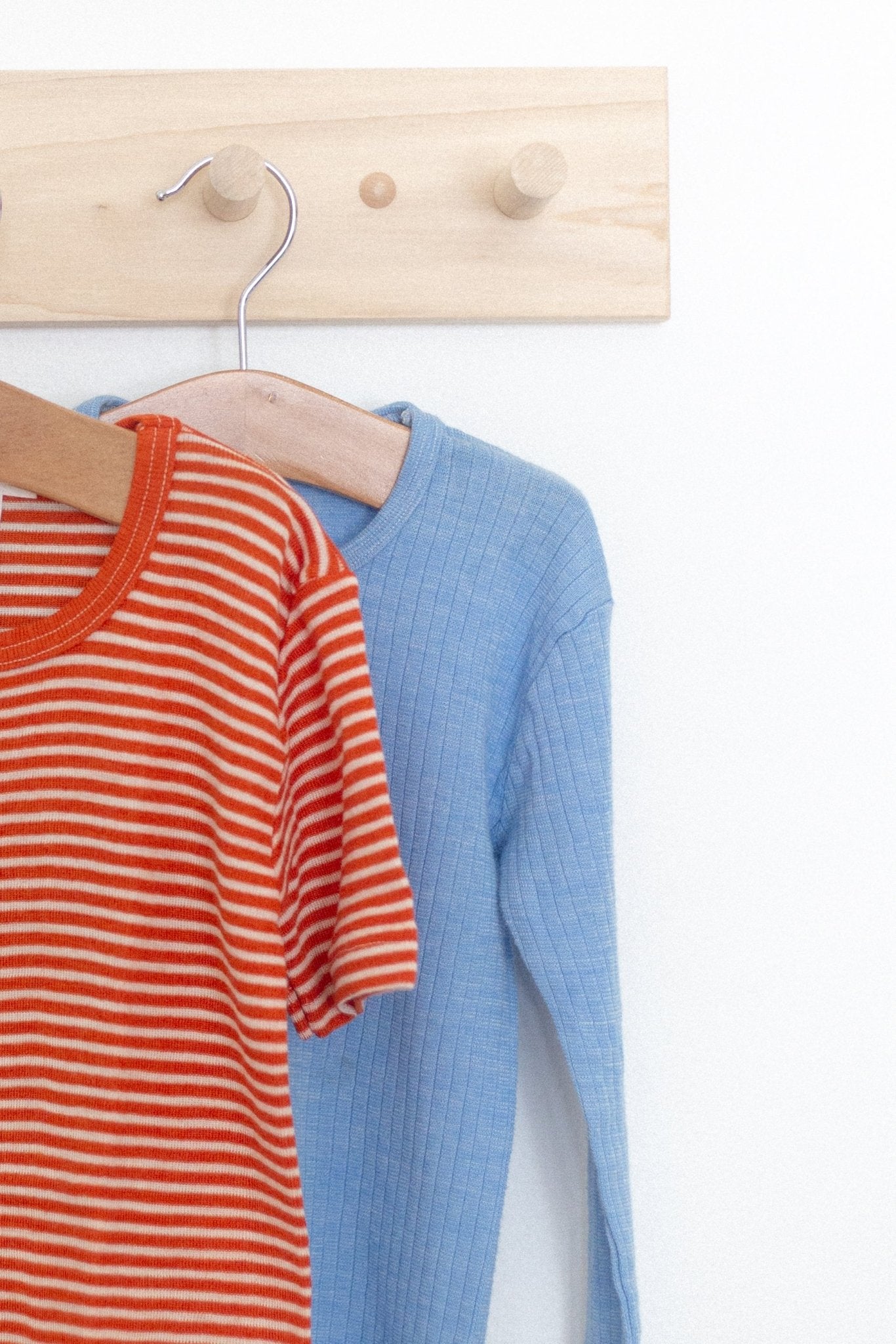 organic merino wool and silk kids t-shirt - orange/natural stripe - Lila New York LLC