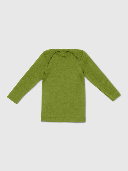 organic merino wool and silk shirt in green - baby/toddler