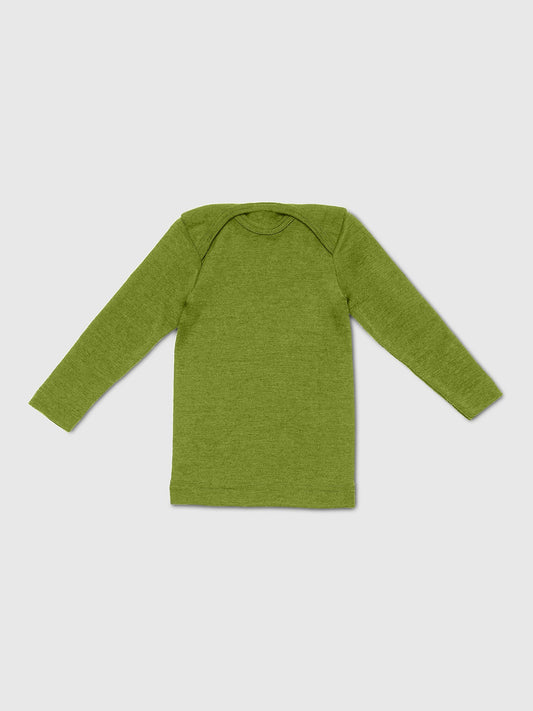 organic merino wool and silk shirt - green