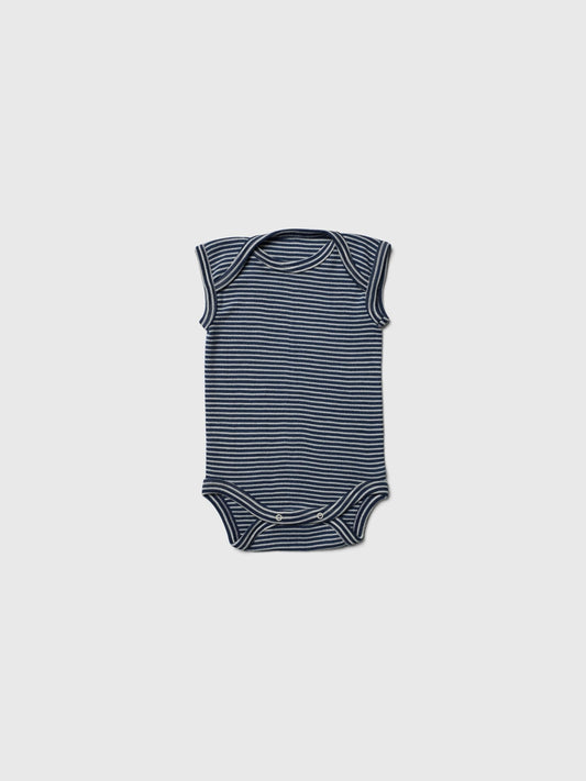 organic merino sleeveless onesie - navy/natural stripe - LILA.US