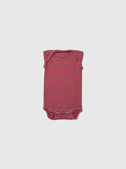 Organic Merino Sleeveless Onesie Red/Natural Stripe MINI LILA