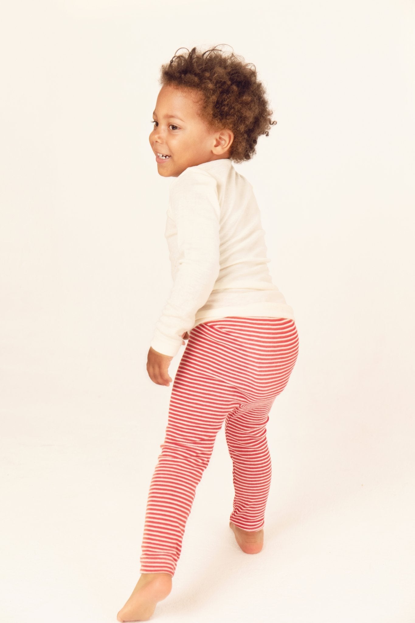 organic merino wool and silk kids leggings - red/natural stripe – Lila New  York LLC