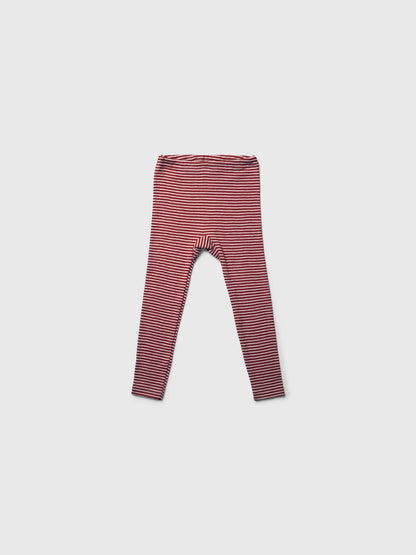 organic merino wool and silk leggings - red/natural stripe - LILA.US