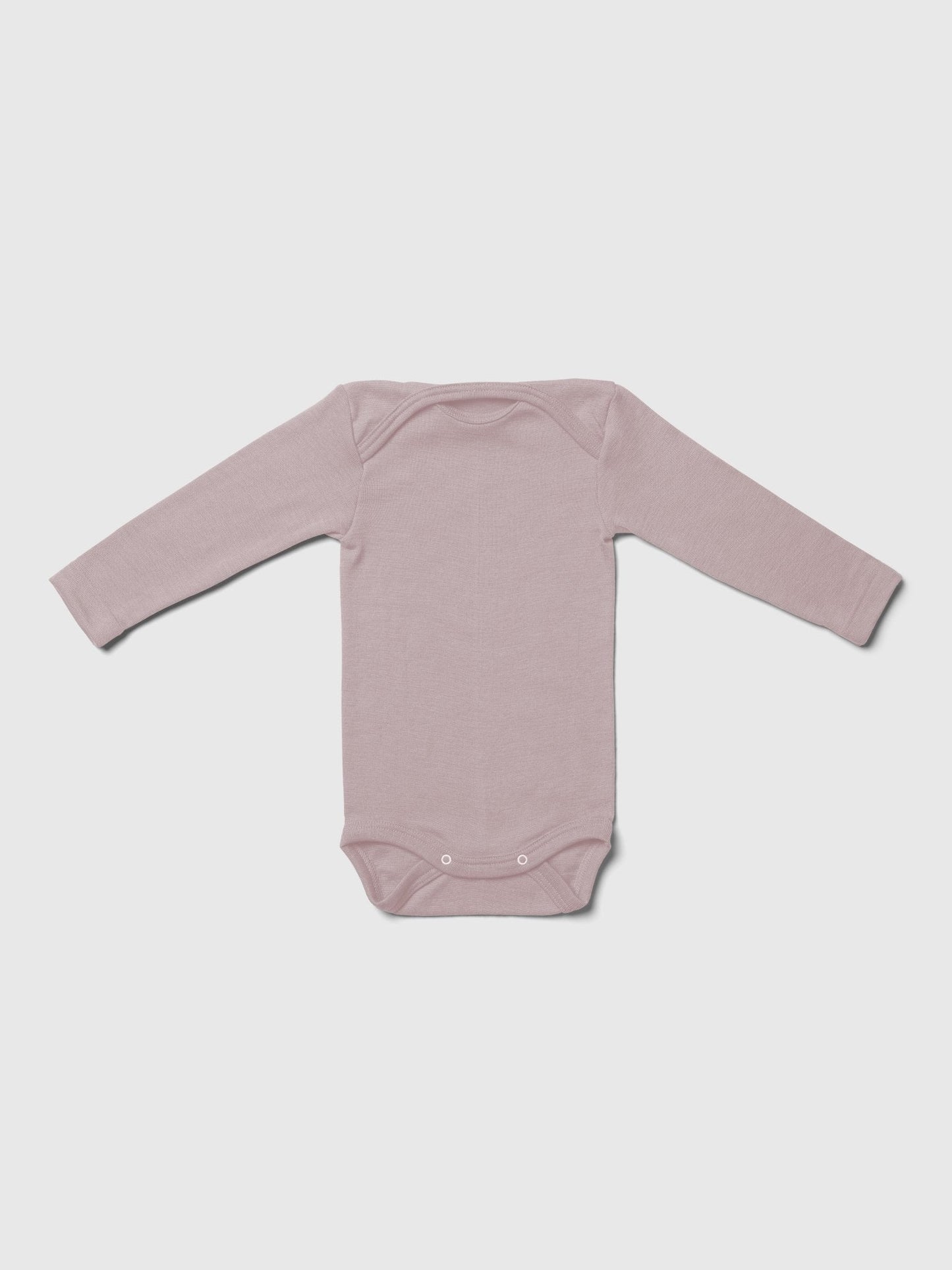 organic merino wool and silk long-sleeved onesie - dusty rose - LILA.US