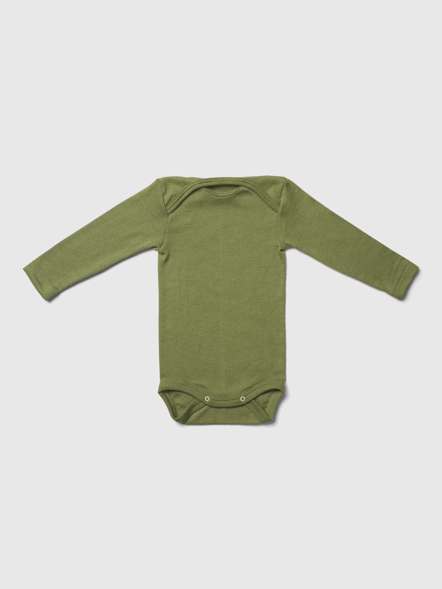 organic merino wool and silk long-sleeved onesie - green - LILA.US