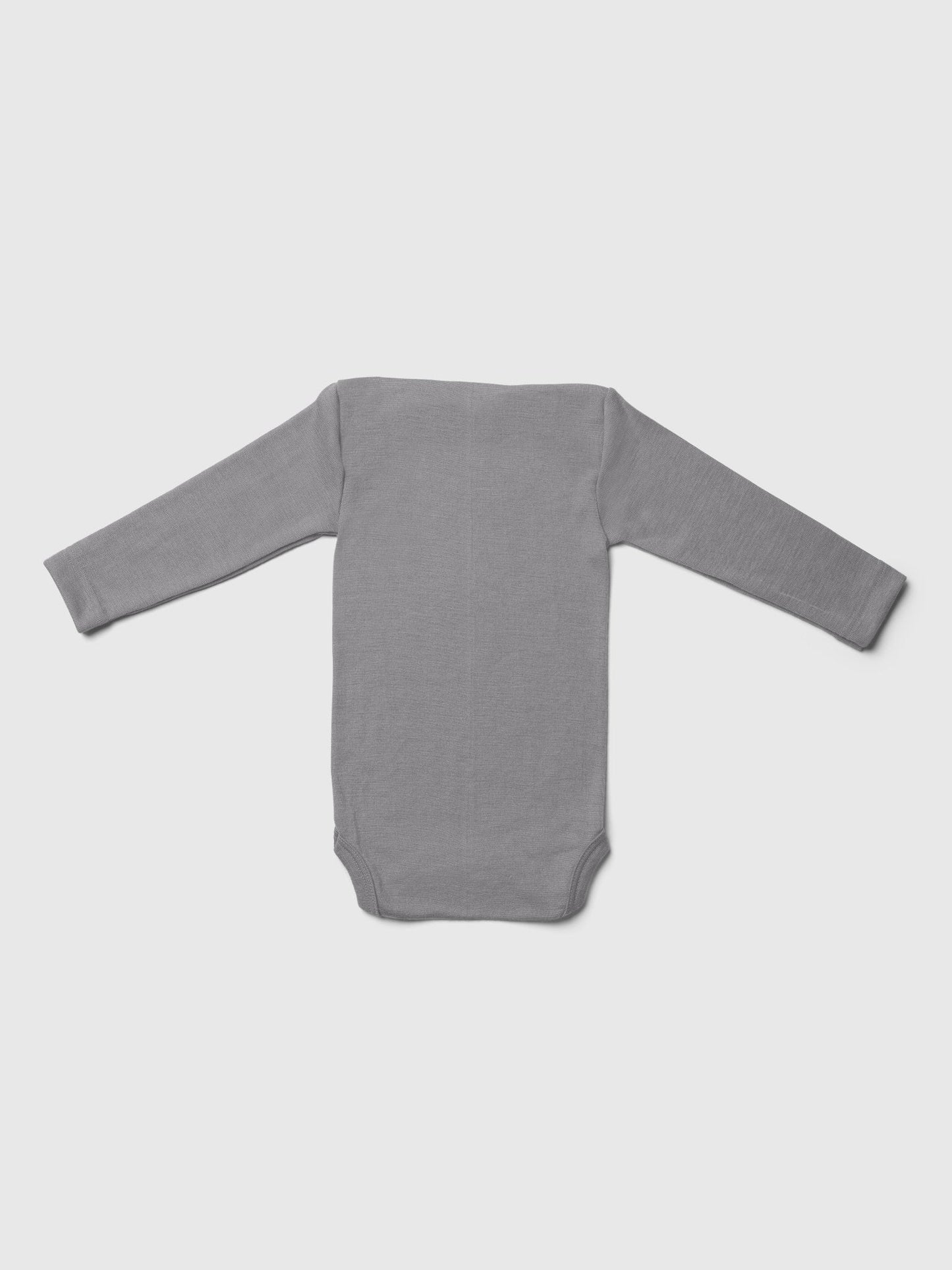 organic merino wool and silk long-sleeved onesie - grey - LILA.US