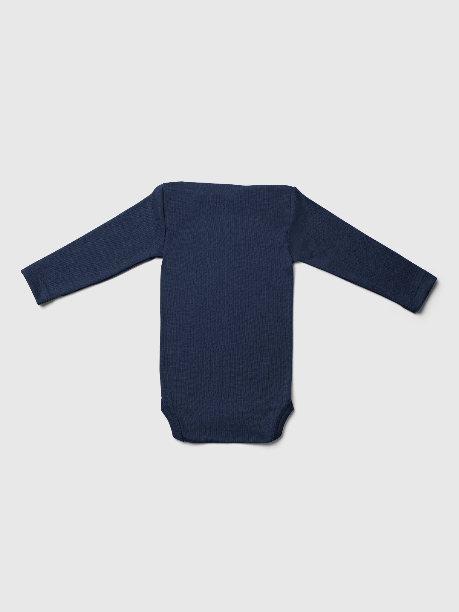 organic merino wool and silk long-sleeved onesie - navy - LILA.US