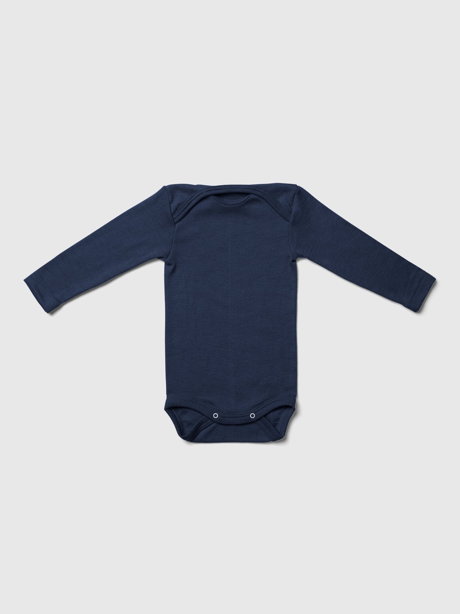 organic merino wool and silk long-sleeved onesie - navy - LILA.US