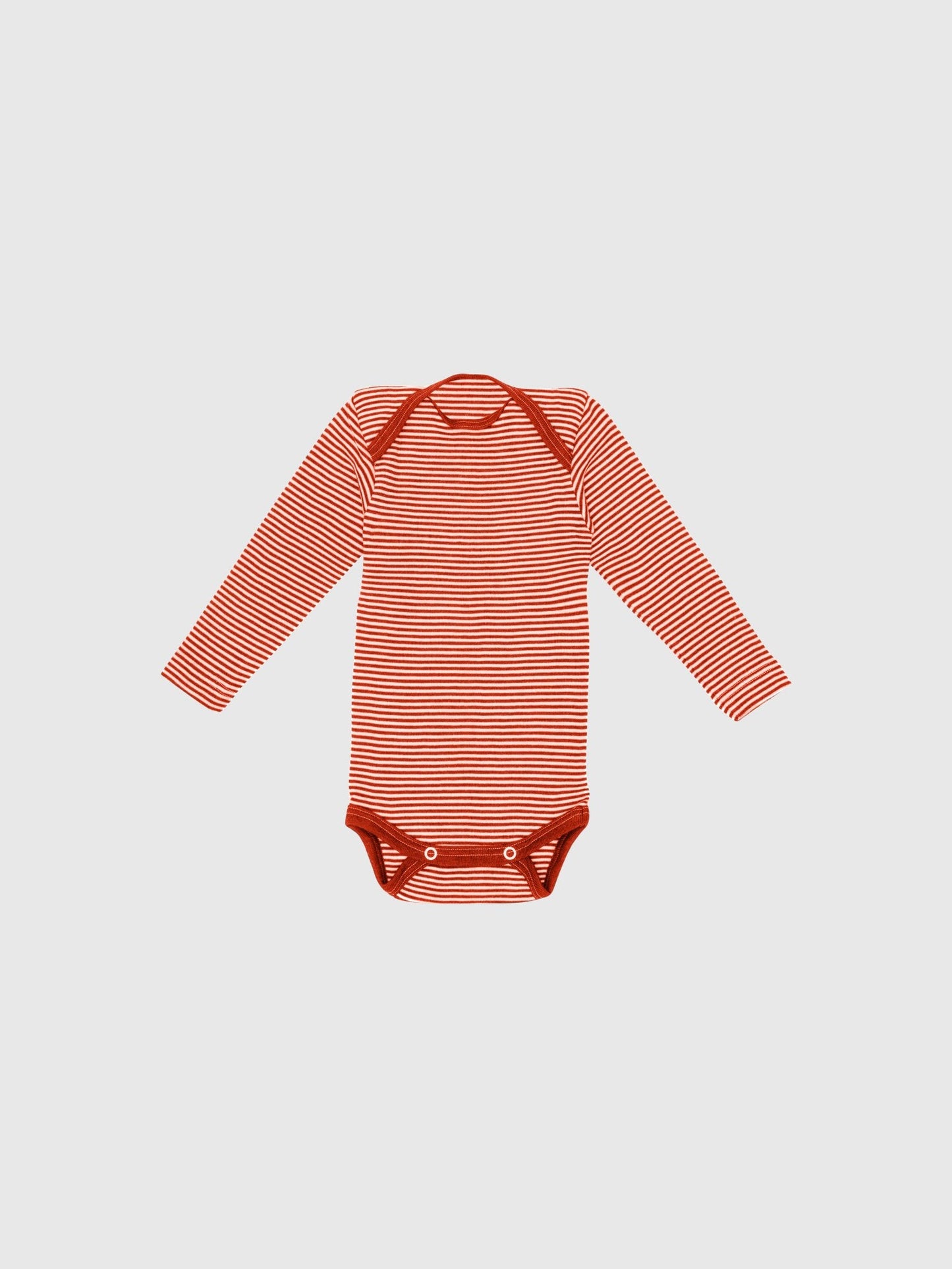 organic merino wool and silk long-sleeved onesie - orange/natural stripe - LILA.US