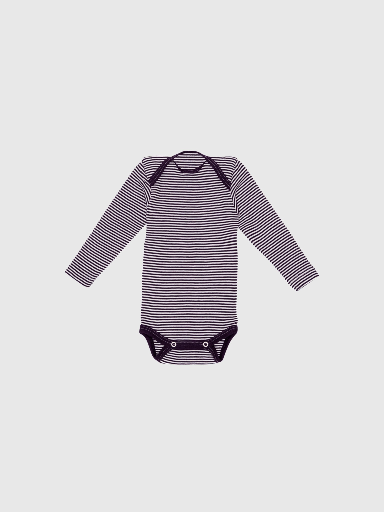 organic merino wool and silk long-sleeved onesie - purple/natural stripe - Lila New York LLC