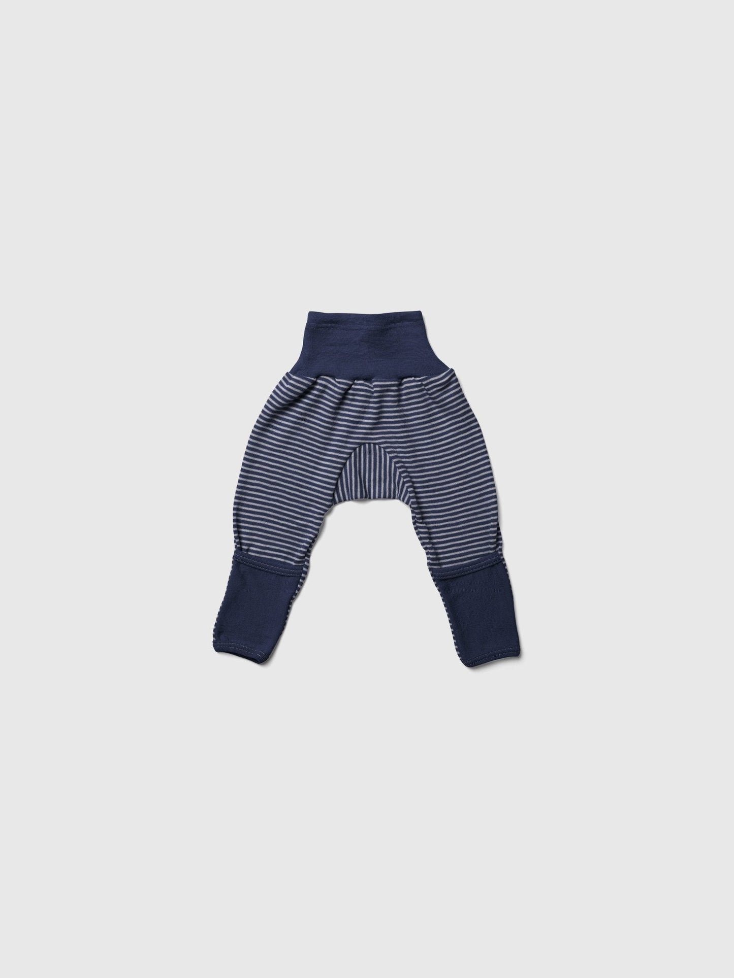 organic merino wool and silk pants - navy/natural stripe - LILA.US