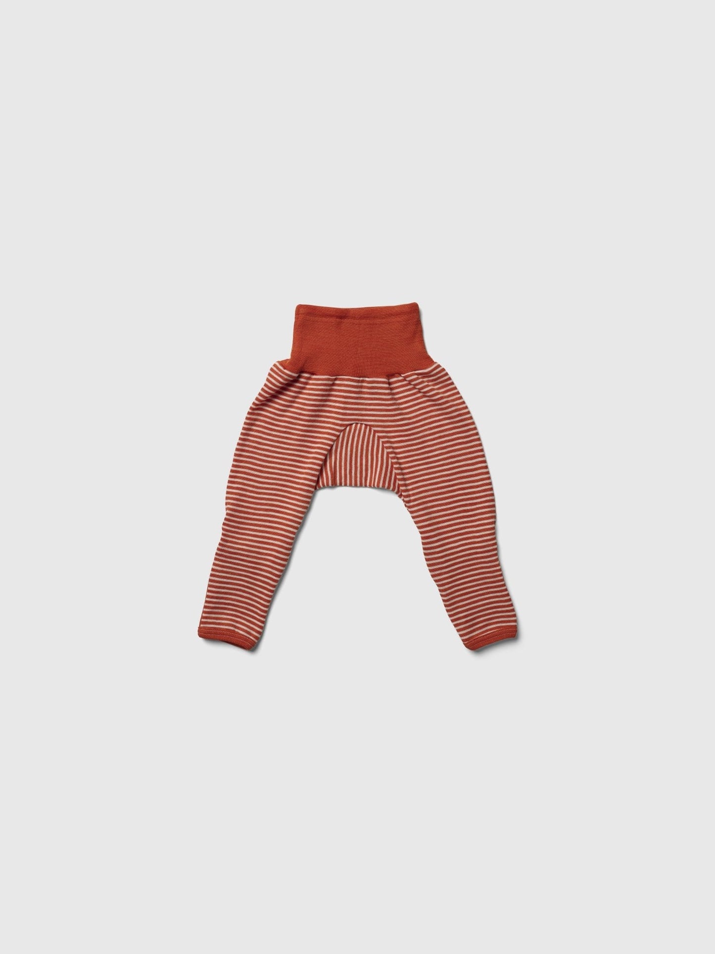 organic merino wool and silk pants - orange/natural stripe - LILA.US