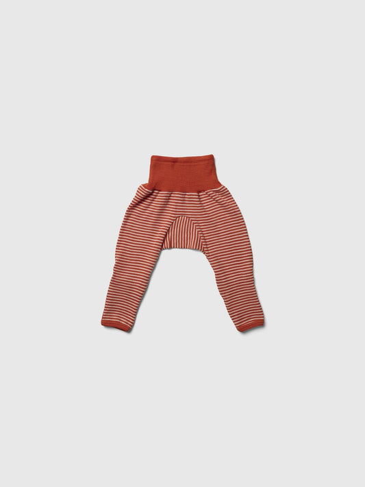 organic merino wool and silk pants - orange/natural stripe - LILA.US