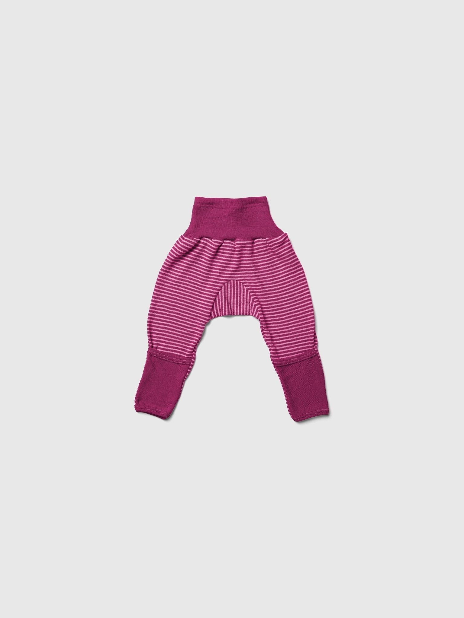 organic merino wool and silk pants - pink/natural stripe - LILA.US