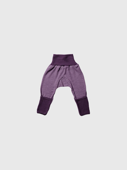 organic merino wool and silk pants - purple/natural stripe - LILA.US
