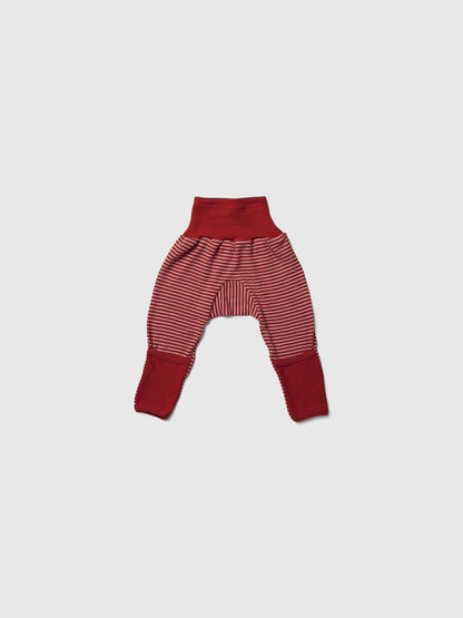 organic merino wool and silk pants - red/natural stripe - LILA.US