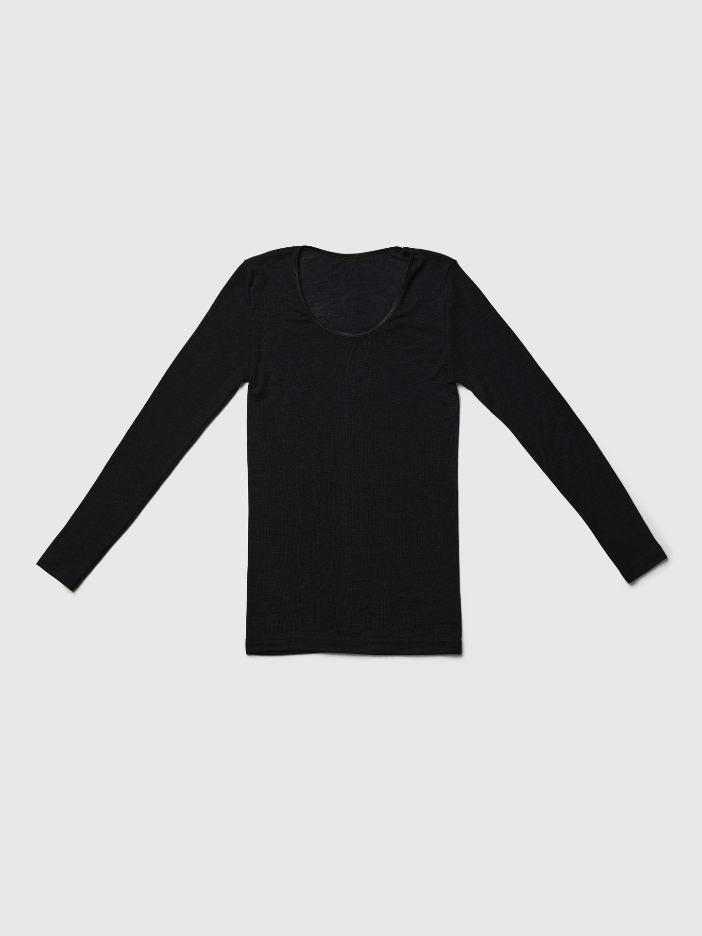 organic merino wool and silk shirt - black - LILA.US