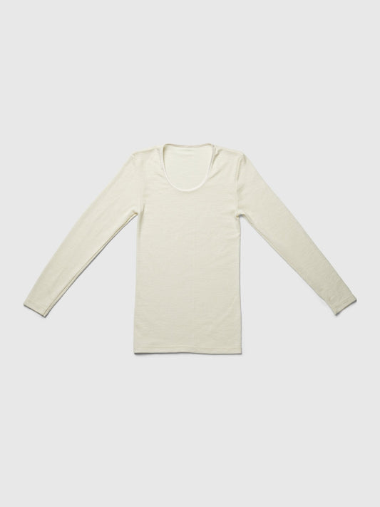 organic merino wool and silk shirt - natural - LILA.US