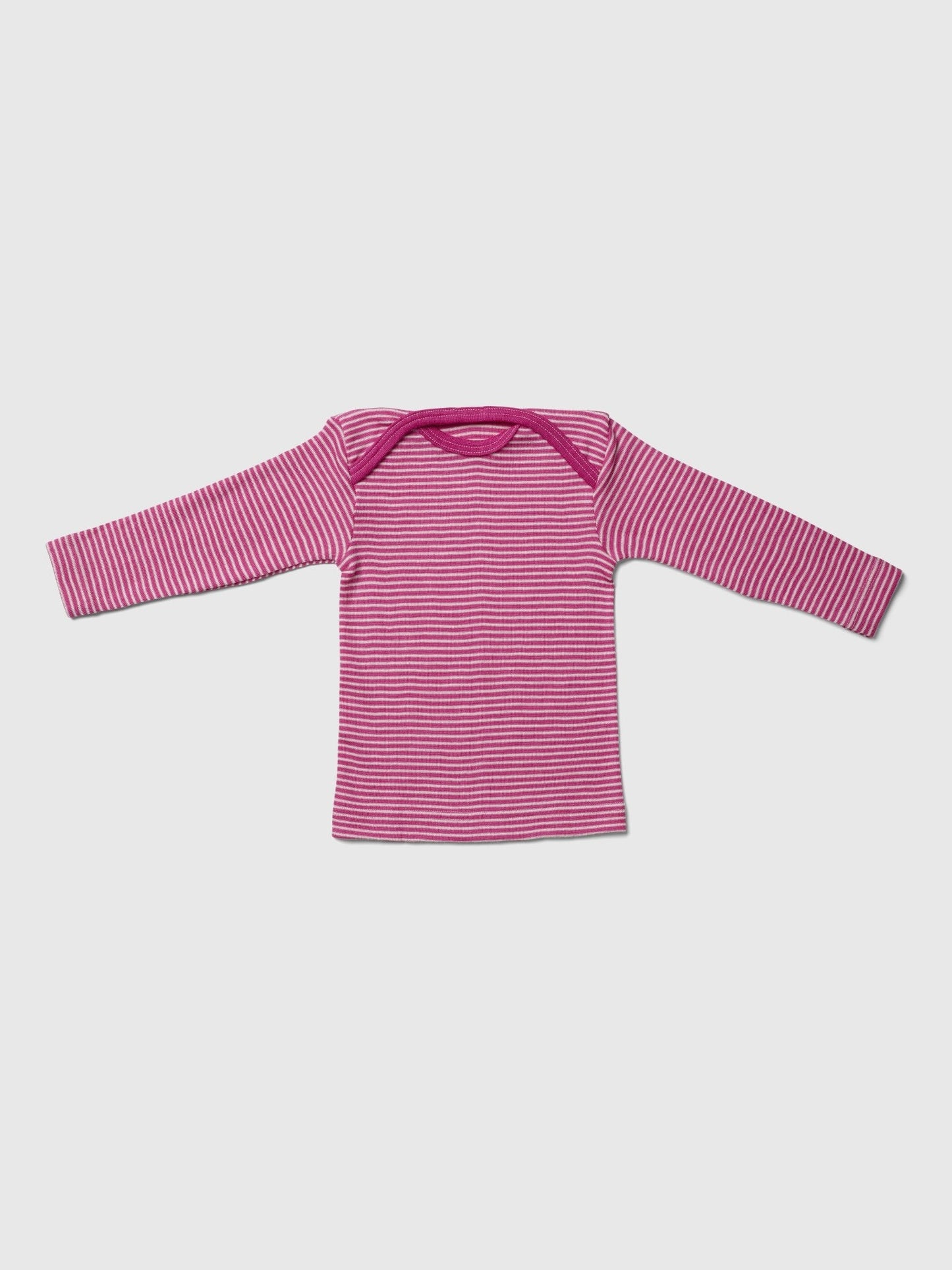 organic merino wool and silk shirt - pink/natural stripe - LILA.US