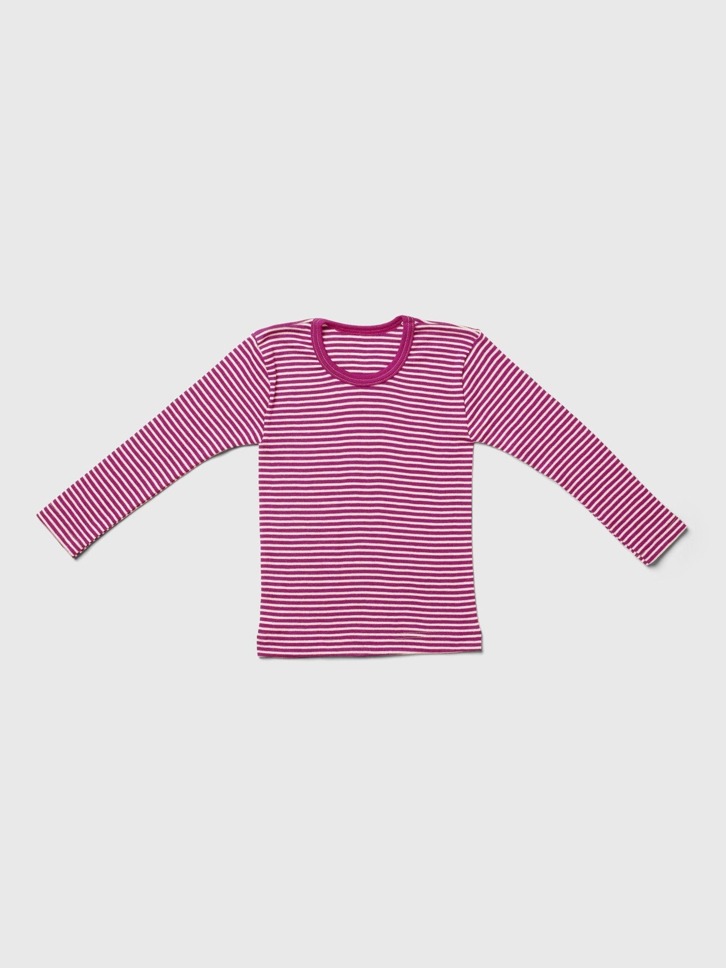 organic merino wool and silk shirt - pink/natural stripe - LILA.US