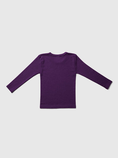 organic merino wool and silk shirt - purple - LILA.US