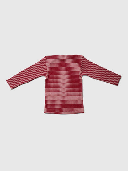 organic merino wool and silk shirt - red/natural stripe - LILA.US