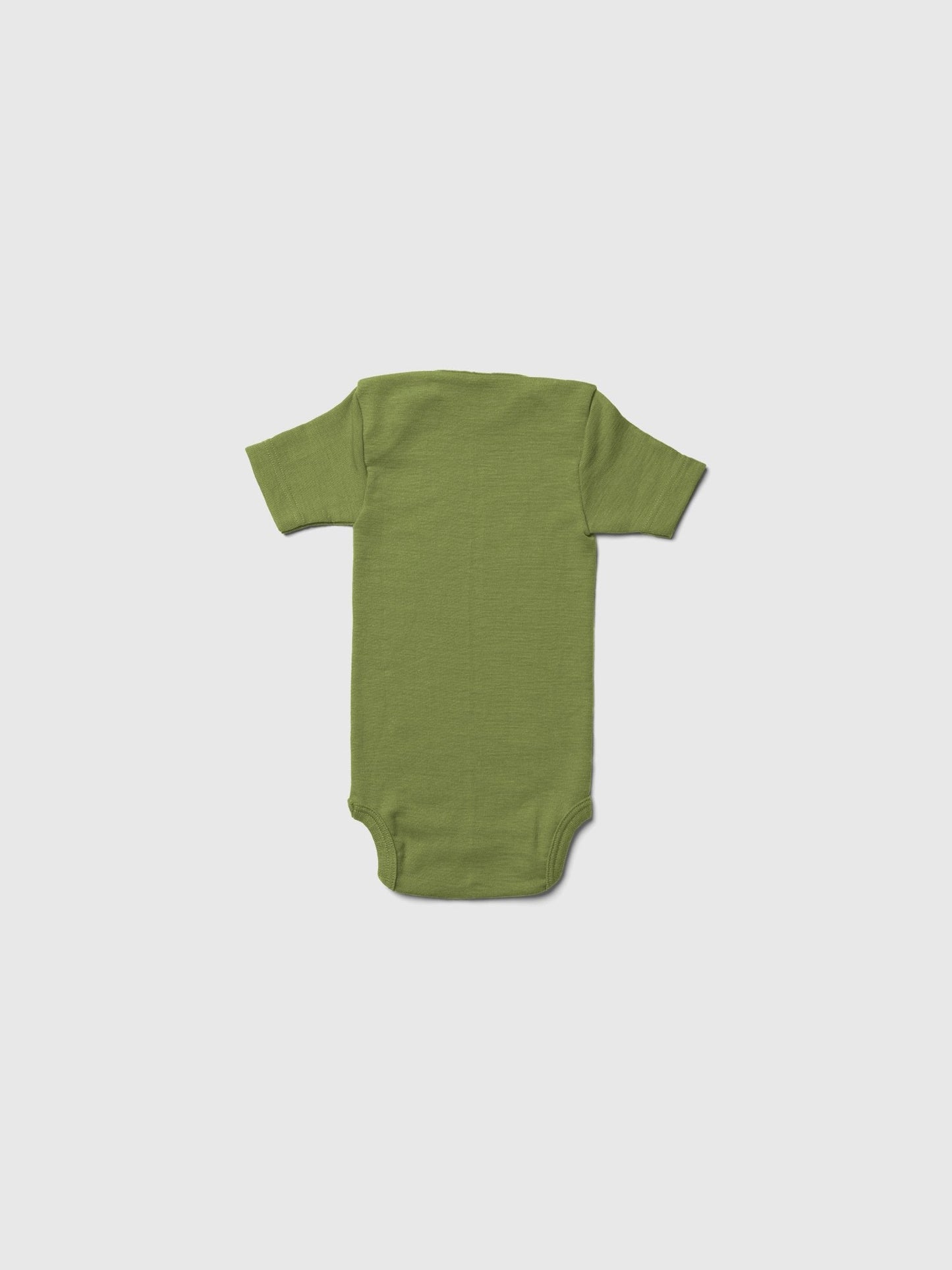 organic merino wool and silk short-sleeved onesie - green - LILA.US