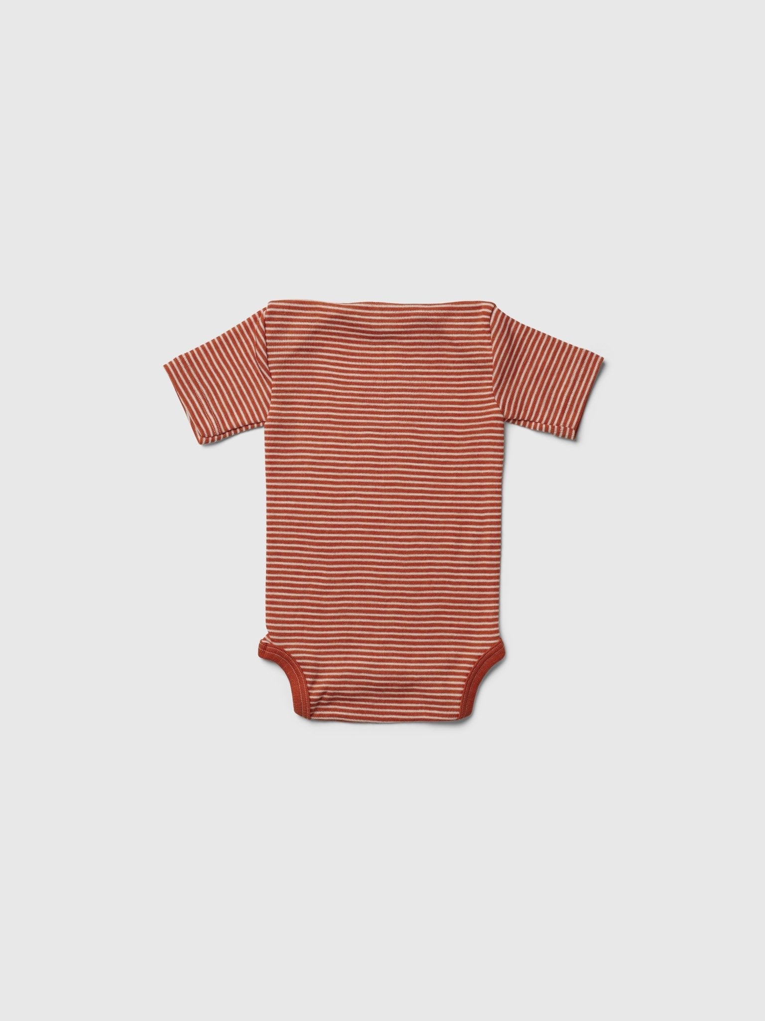 organic merino wool and silk short-sleeved onesie - orange/natural stripe - LILA.US