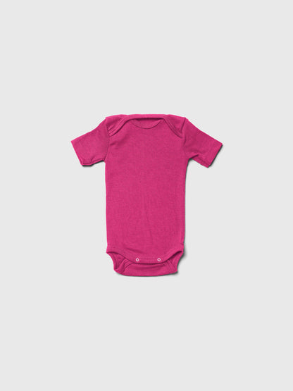 organic merino wool and silk short-sleeved onesie - pink - LILA.US