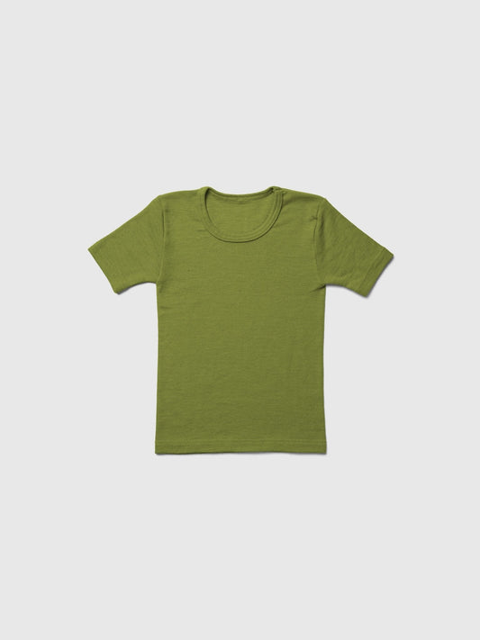 organic merino wool and silk t-shirt - green - LILA.US