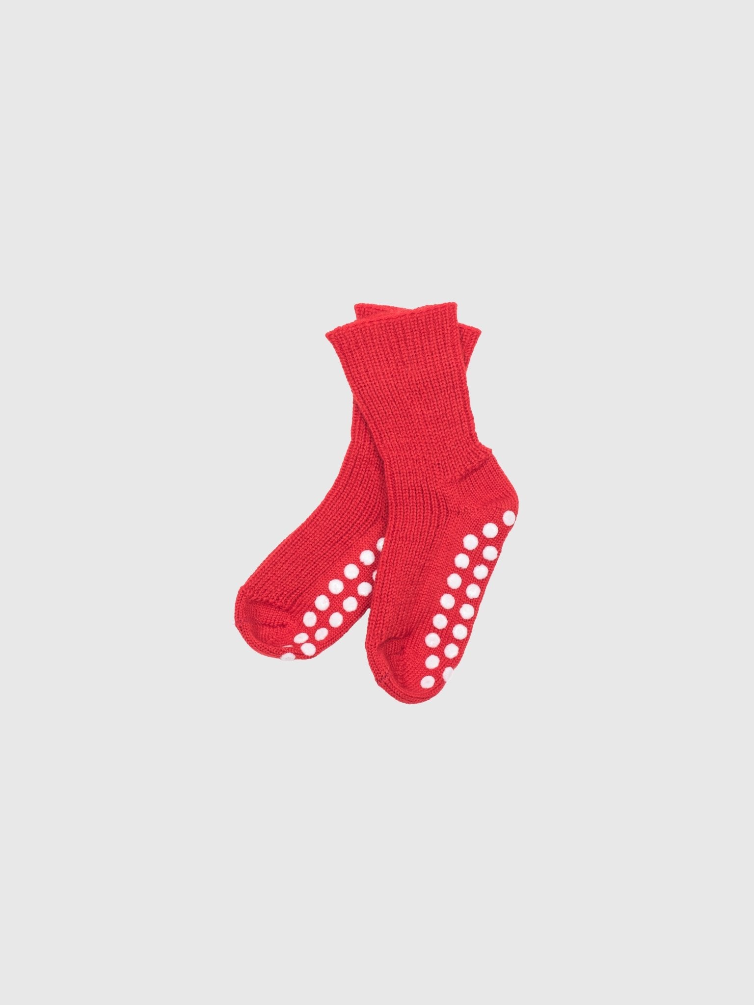 organic merino wool slipper socks with grips - red and navy - LILA.US