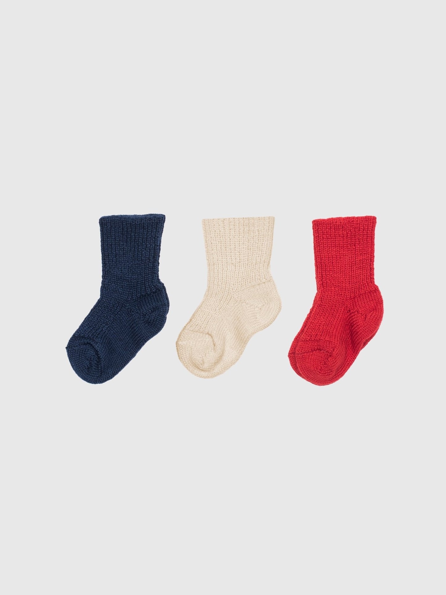 organic merino wool socks - red, navy and natural - LILA.US