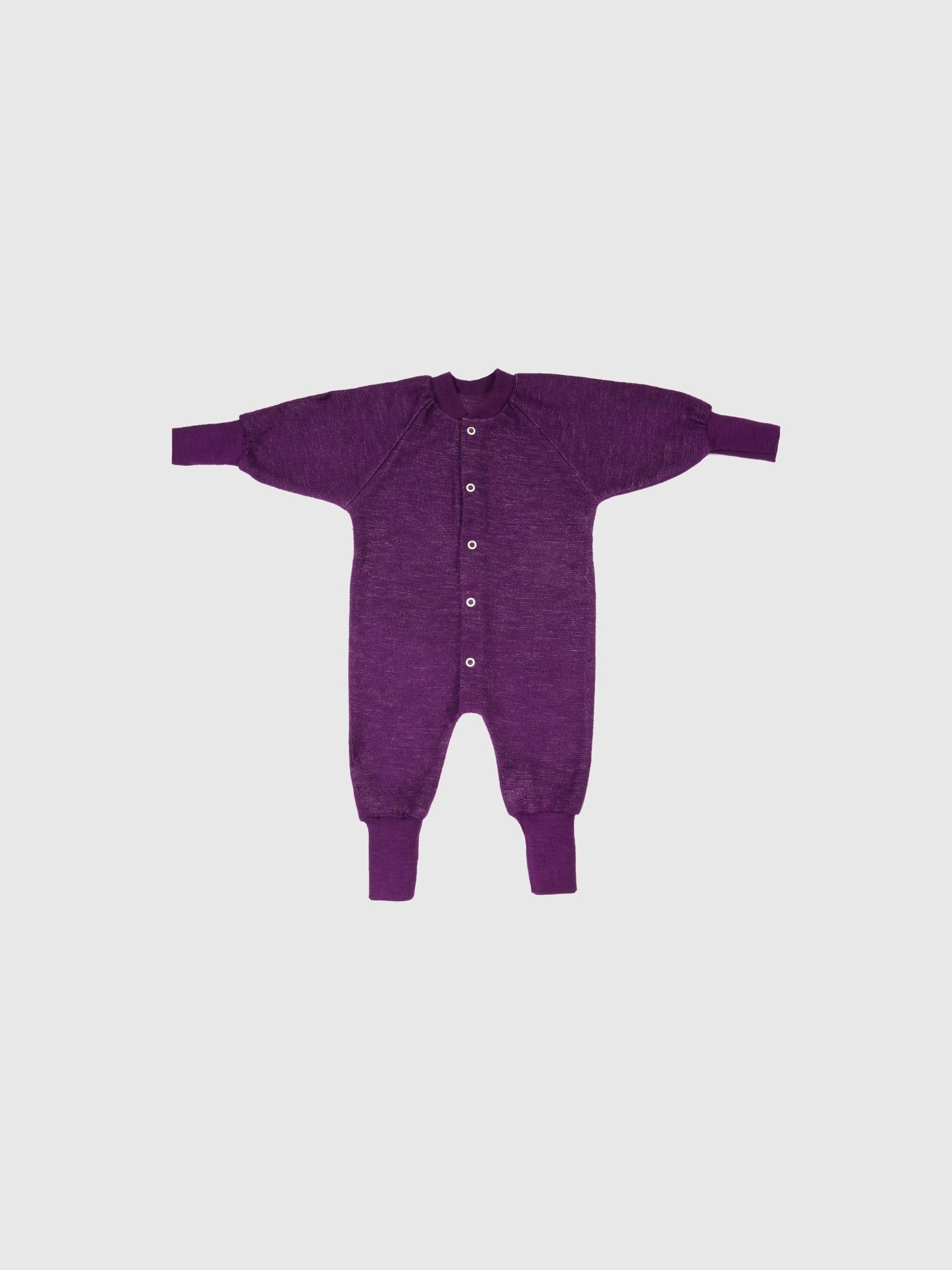 organic merino wool terry one piece pajama - purple - LILA.US